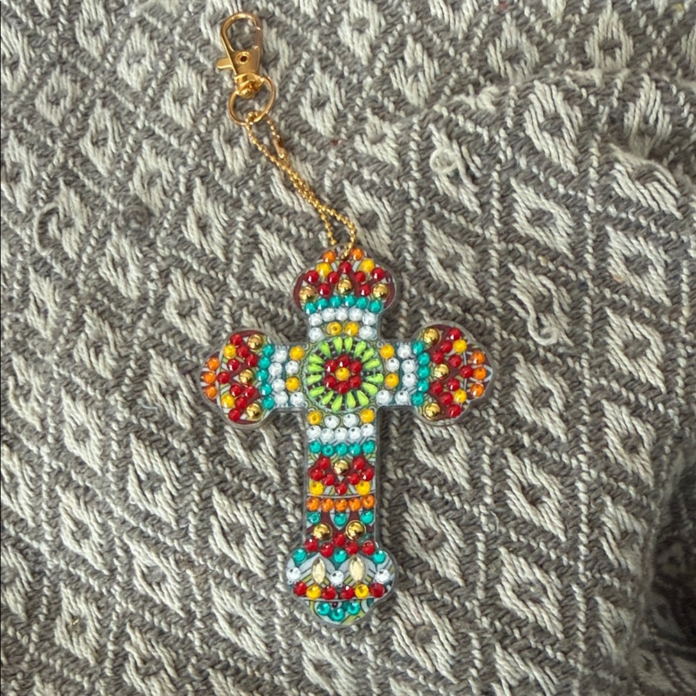 Colorful Beaded Cross Key Holder